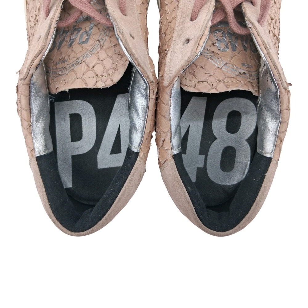 P448 Shoes Womens EU 37 US 7 Pink Suede Animal Print Italian Low Top Sneakers - Picture 7 of 13